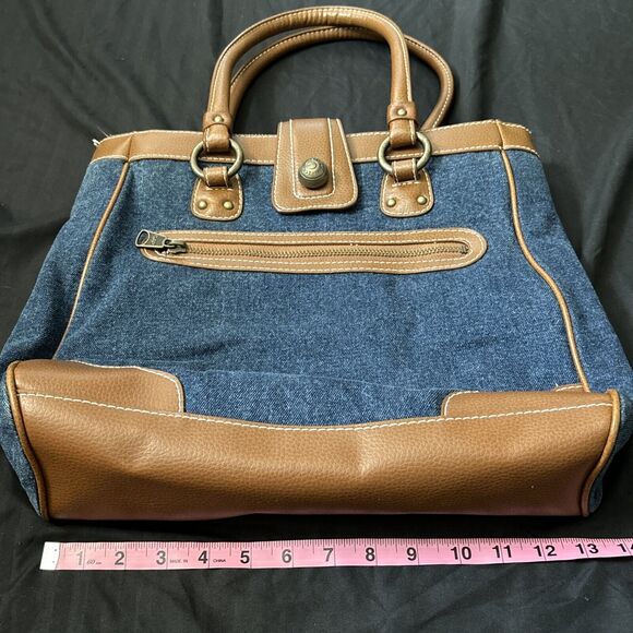Gap Denim & Leather Trim Shoulder Bag Tote Bag - Picture 13 of 15